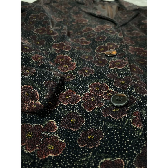 Vintage 60s Blazer Jacket Dark Academia Velour Velvet Floral Christmas Holiday - Picture 4 of 6
